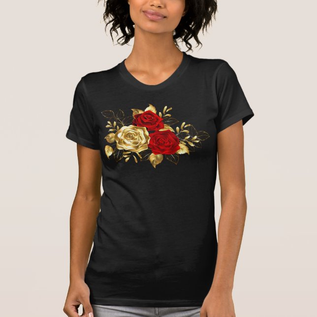 Camiseta Três Rosas de joalharia (Frente)
