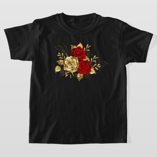 Camiseta Três Rosas de joalharia (Postura )