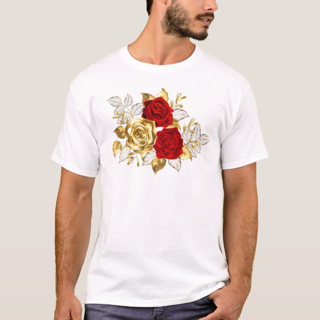 Camiseta Três Rosas de joalharia (Frente)