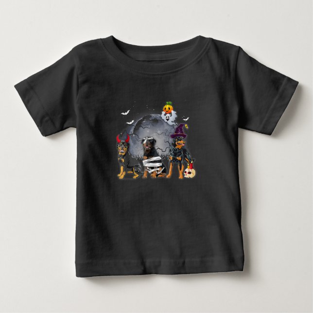 Camiseta Três Rottweilers Satan Witmy Halloween Custo (Frente)