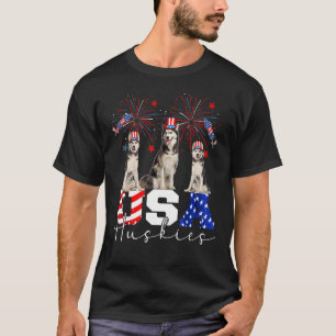 Camiseta Três Roucos Americanas Cachorro Vestindo Hat Ameri