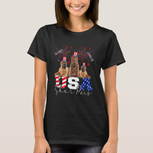 Camiseta Três Shar Peis Dog dos Estados Unidos Vestindo a b