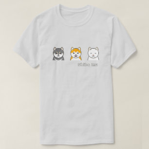 Camiseta Três Shiba Inus Com Cores Casaco Diferentes