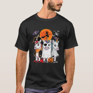 Camiseta Três Unicórnios Engraçados Pirata Boo Mummy Hall