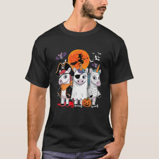 Camiseta Três Unicórnios Engraçados Pirata Boo Mummy Hall
