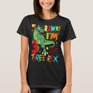 Camiseta Três Unidades De Festa de aniversário Rex Dinossau
