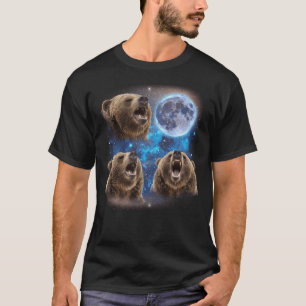 Camiseta Três Ursos Grizzly Gritando No Memória Estranho Da
