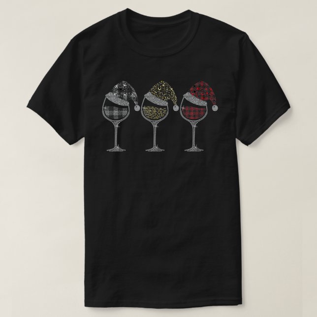 Camiseta Três Vidros de Búfalo Xadrez Vinho Natal S (Frente do Design)