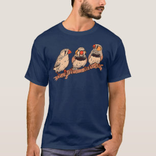 Camiseta Três Zebra Finches Em Um Ramo De Pássaros De Ani