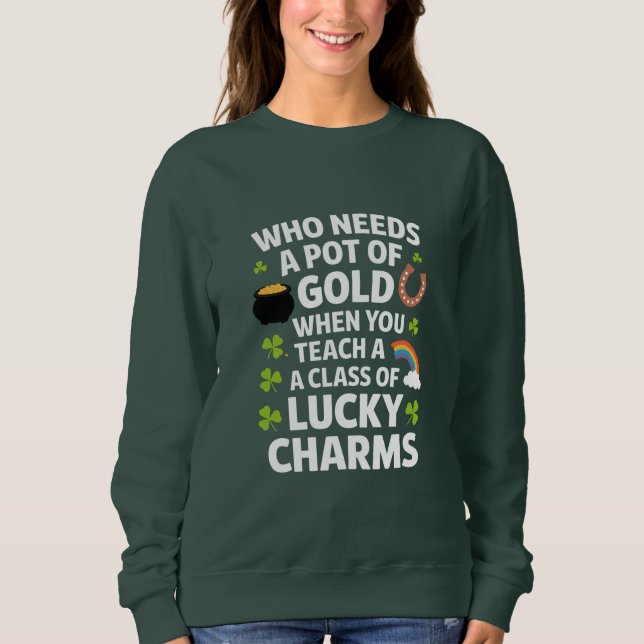 Camiseta Trevo de Charme Sortudo do Professor St Patricks I (Frente)