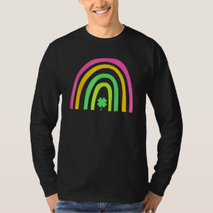Camiseta Trevo de Quatro Folhas Verde Arco-Íris Dia de São