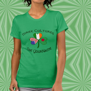 Camiseta Trevo de três bandeiras personalizado Bangladesh I