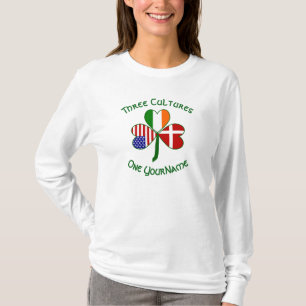 Camiseta Trevo Personalizado Dinamarca Irlanda EUA