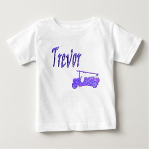 Camiseta Trevor Brilho Azul, Nome, Com Caminhão de Bombeiro