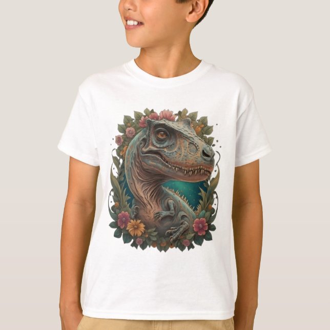 Camiseta Trex de dinossauro bonito (Frente)