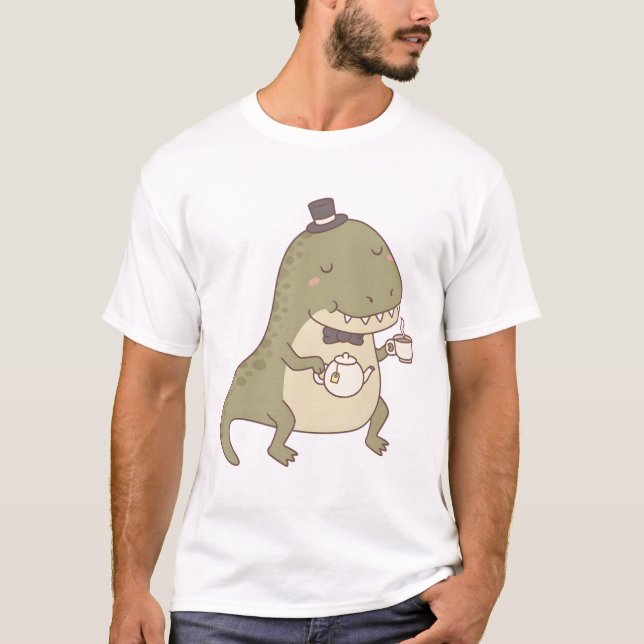 Camiseta Trex de Dinossauro Cinto com Chá e Chá (Frente)