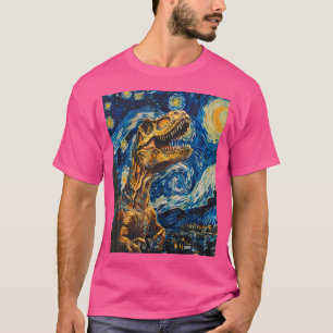 Camiseta Trex Dinosaur Dino - Estilo Van Gogh - Noite Estel