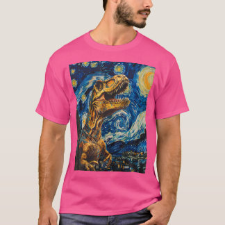 Camiseta Trex Dinosaur Dino - Estilo Van Gogh - Noite Estel