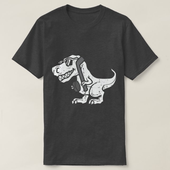 Camiseta Trex Dinosaur Jogador De Hóquei Em Gelo Goalie Men (Frente do Design)