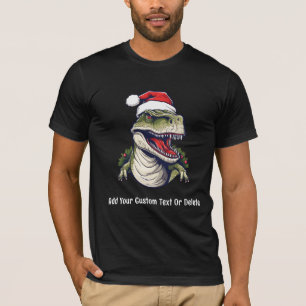 Camiseta Trex Dinosaur Santa Hat Festa de Natal