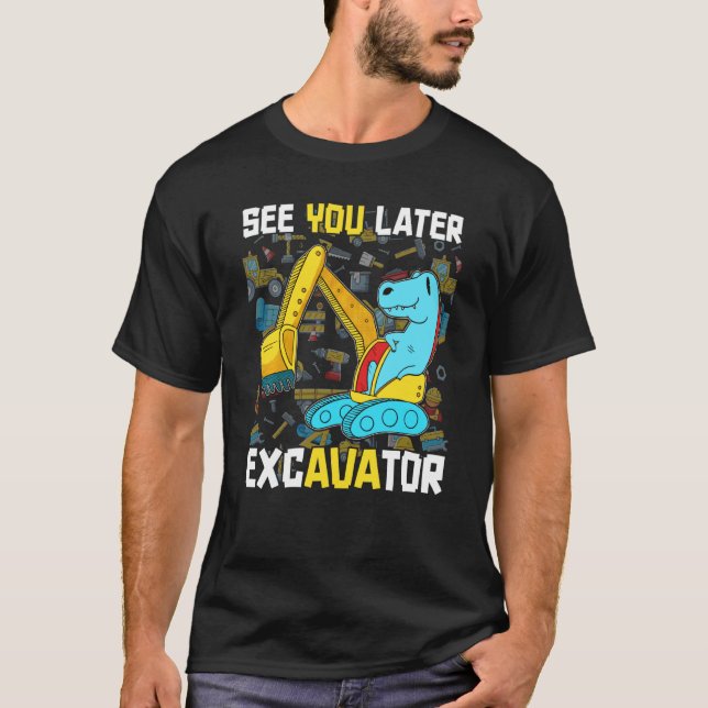 Camiseta Trex Dinossaur Vejo Você Depois Excavadora Engraça (Frente)