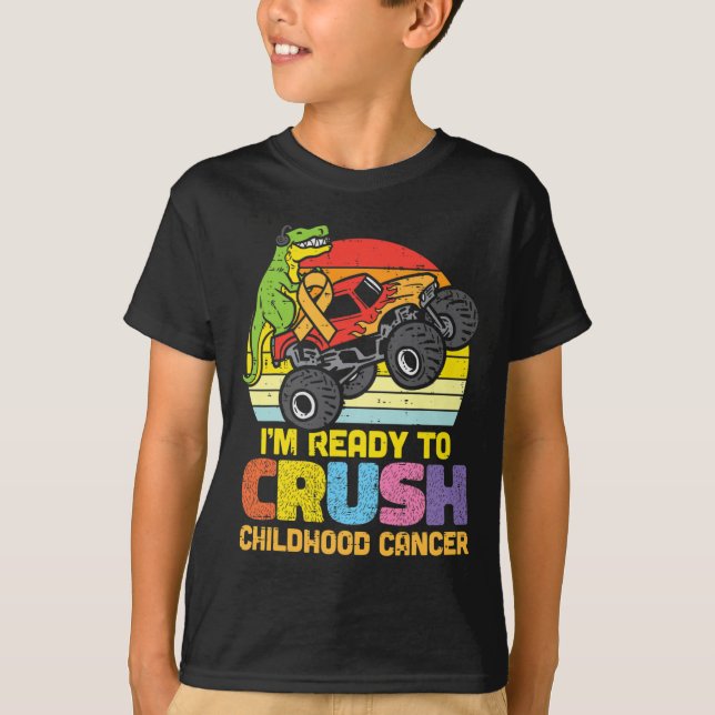 Camiseta Trex Monster Truck Crush Cancer Awarenes (Frente)