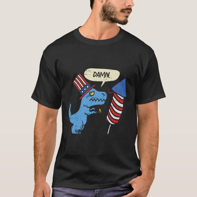 Camiseta Trex Short Hands Firecracker Funny Fireworks 4th O (Frente)