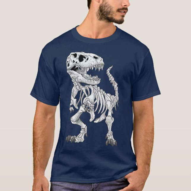 Camiseta TRex Skeleton Dino ossos paleontólogos Fóssil (Frente)