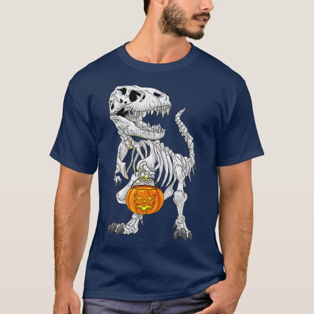 Camiseta TRex skeleton Halloween costume Dinosaur Pumpkin (Frente)