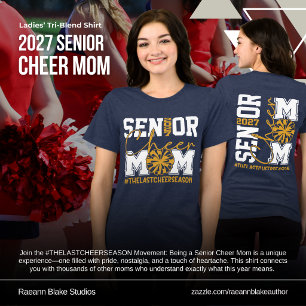Camiseta Tri-Blend 2027 Mãe de Cheer Senior