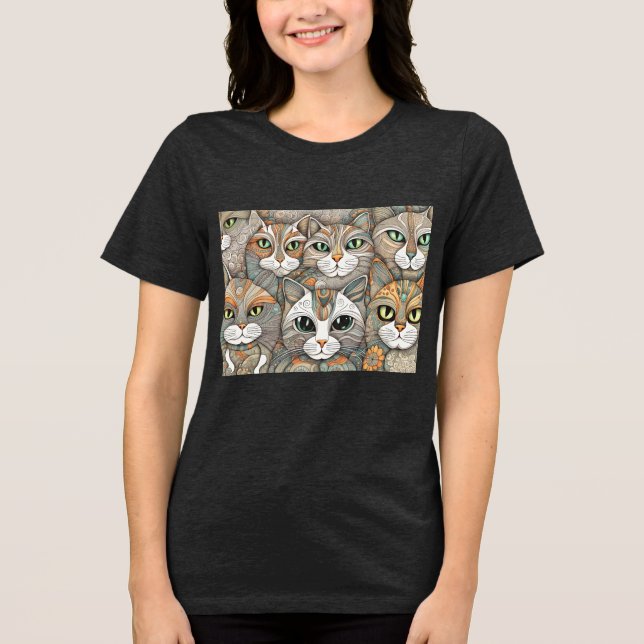 Camiseta Tri-Blend acalmando gatos  (Frente)