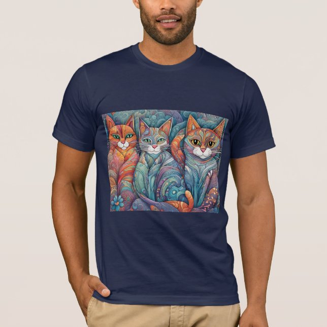 Camiseta Tri-Blend acalmando gatos (Frente)
