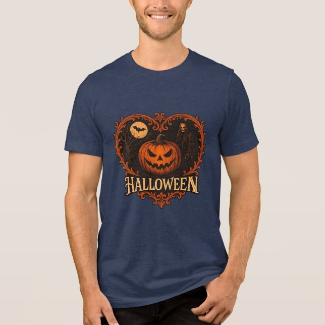Camiseta Tri-Blend Assustadora de Halloween para H (Frente)