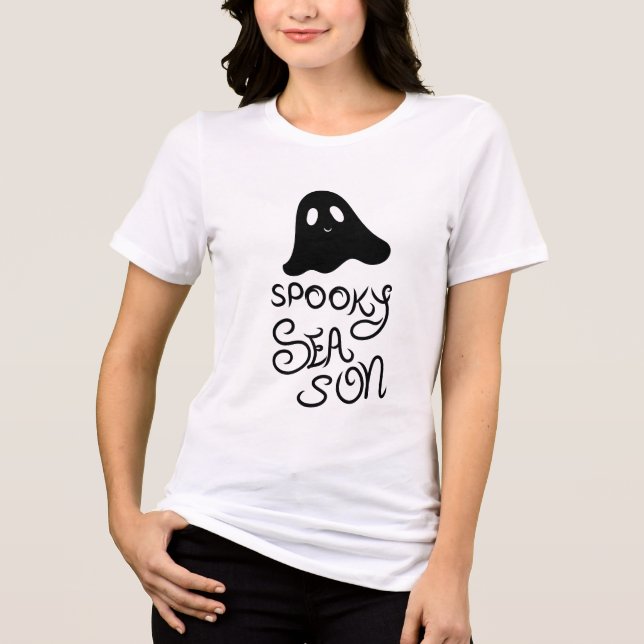 Camiseta Tri-Blend de fantasma fofo da temporada a (Frente)