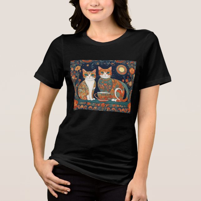 camiseta Tri-Blend de gatos café  (Frente)