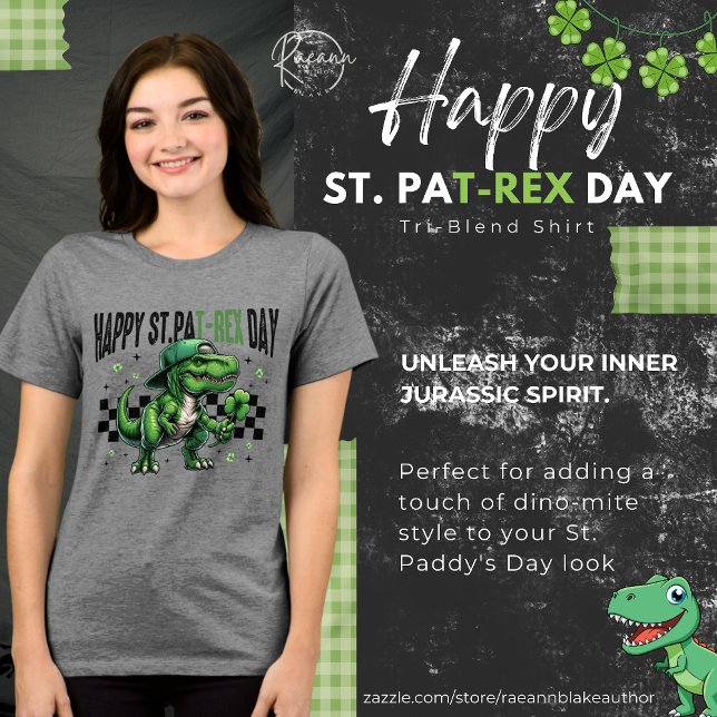 Camiseta Tri-Blend Dia Feliz de São Pat-Rex (Criador carregado)