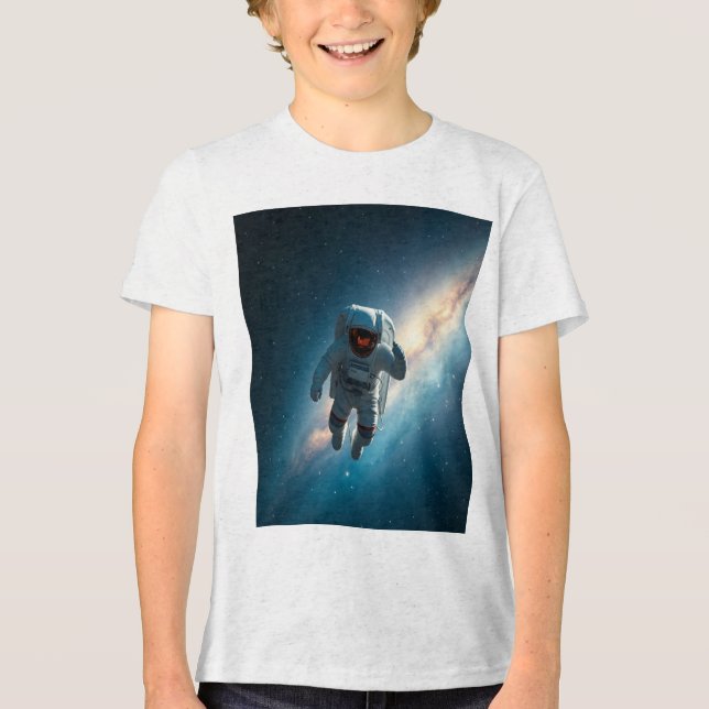 Camiseta Tri-Blend Espaço Galáxia Astronauta Kids (Frente)