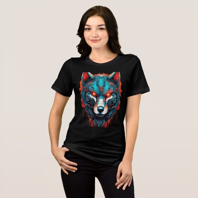 Camiseta Tri-blend Feminina Mech Wolf (Frente Completa)