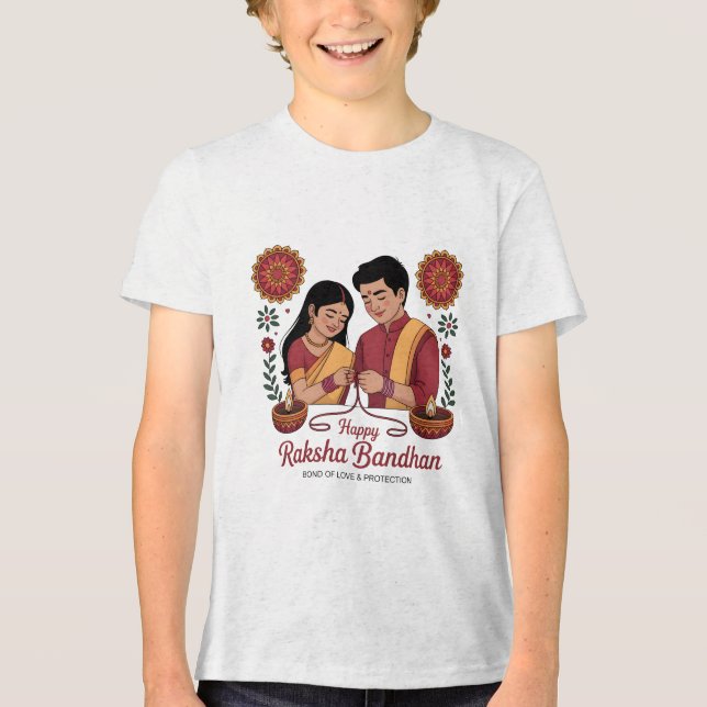Camiseta Tri-blend Raksha Bandhan para Jovens (Frente)