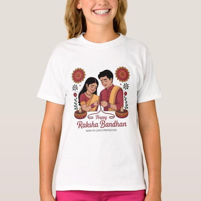 Camiseta Tri-blend Raksha Bandhan para Meninas (Frente)