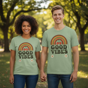 Camiseta Tri-blend Retro Good Vibes Cherry Flower