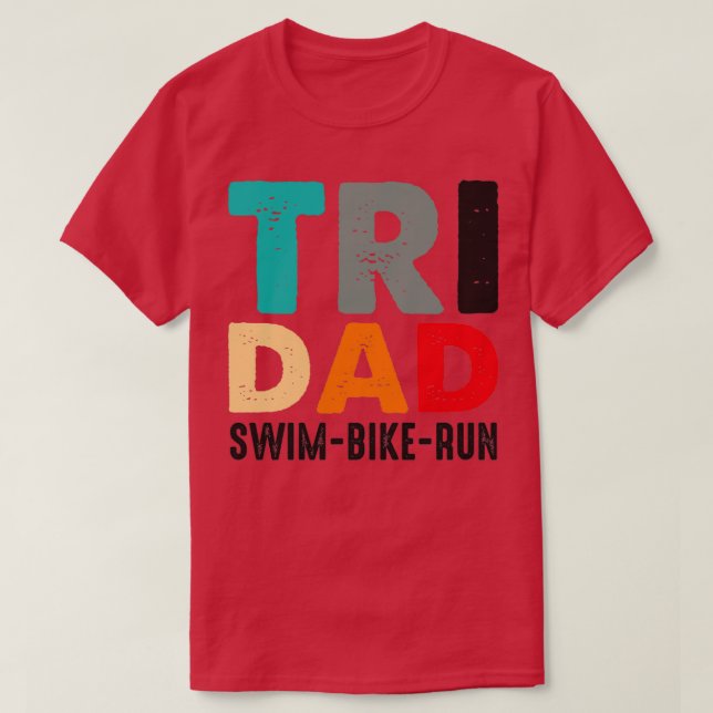 Camiseta Tri Dad SwimBikeRun Funny Father (Frente do Design)