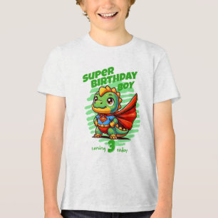 Camiseta Tri do Super Menino de Aniversário Dino (
