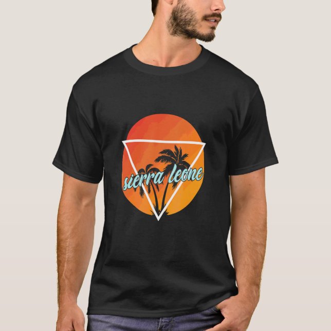 Camiseta Triângulo em Forma de Sol da Serra Leoa Com Palmei (Frente)