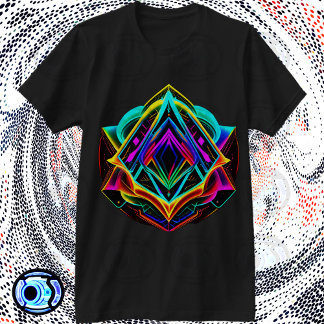 Camiseta Triângulo Geométrico de Forma Fractal Abstrato