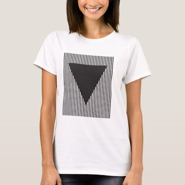 Camiseta Triângulo Invertido em Campo Listrado (Frente)