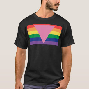 Camiseta Triângulo rosa LGBTQ+ no Sinalizador do Orgulho