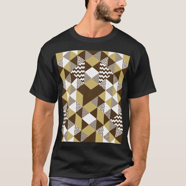 Camiseta Triângulo sem costura: moda geométrica do ouro. (Frente)
