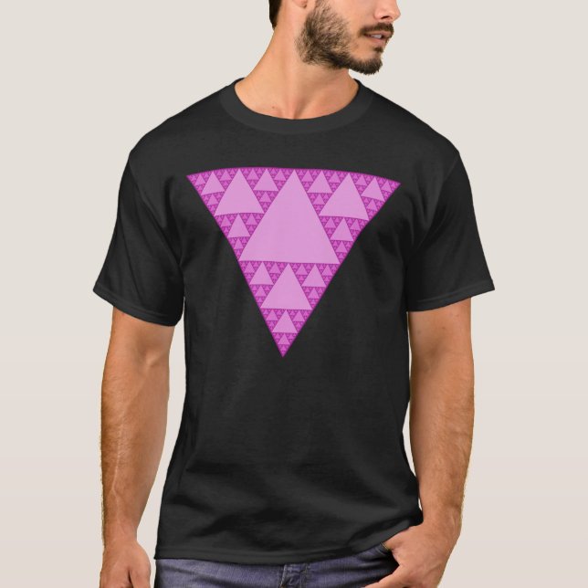 Camiseta Triângulo Sierpinski como um triângulo rosa LGBTQ+ (Frente)