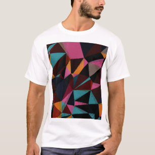 Camiseta Triângulos Coloridos Fundo Geométrico Abstrato.